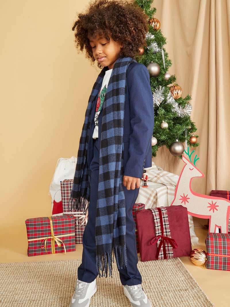 Cachecol e gorro em xadrez AZUL - Kiabi