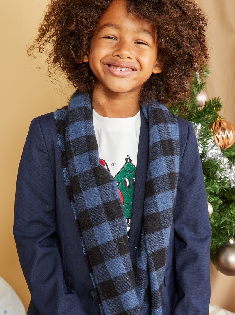 Cachecol e gorro em xadrez AZUL - Kiabi