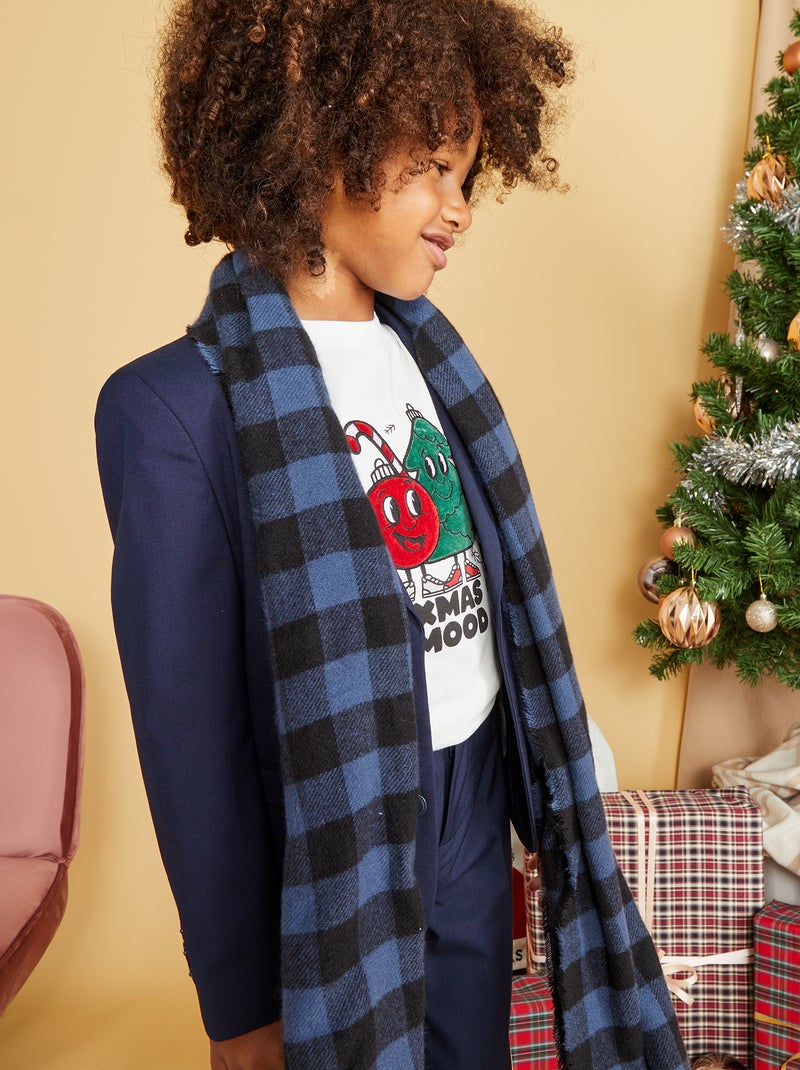 Cachecol e gorro em xadrez AZUL - Kiabi