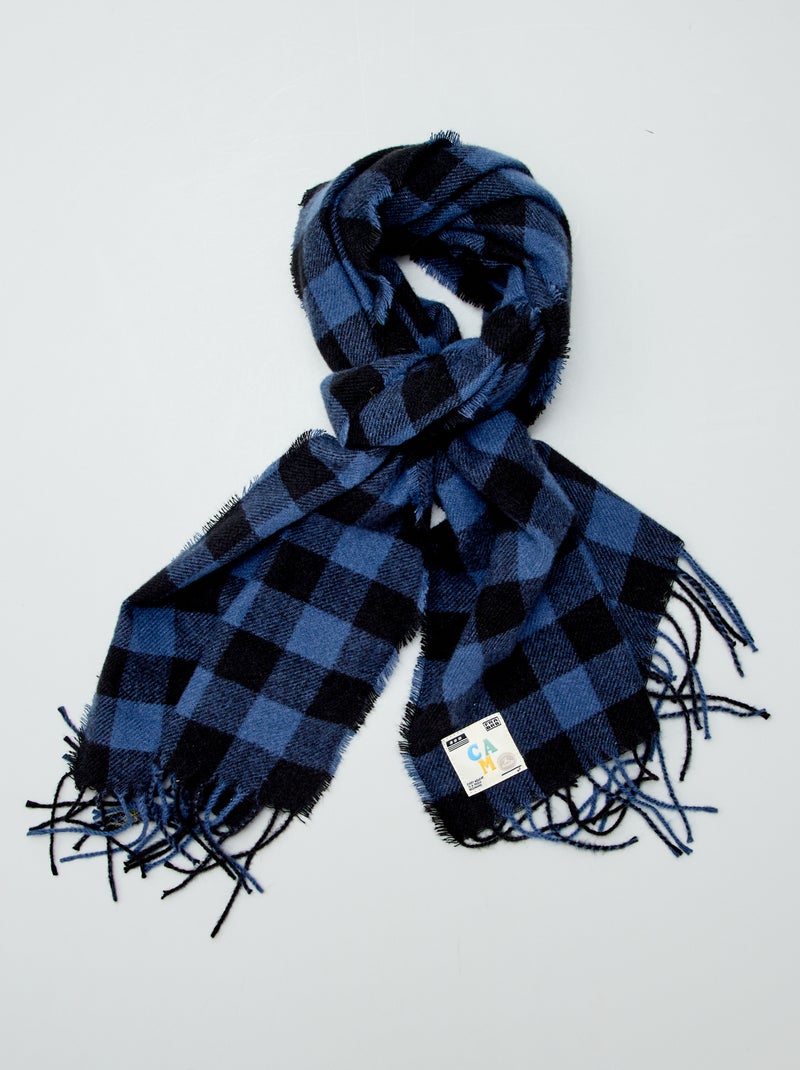 Cachecol e gorro em xadrez AZUL - Kiabi