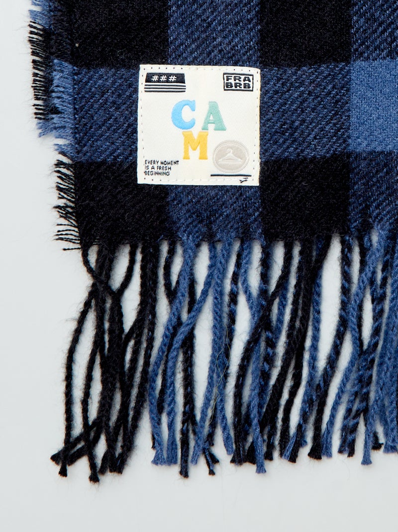 Cachecol e gorro em xadrez AZUL - Kiabi