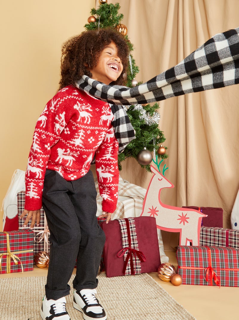 Cachecol e gorro em xadrez PRETO - Kiabi