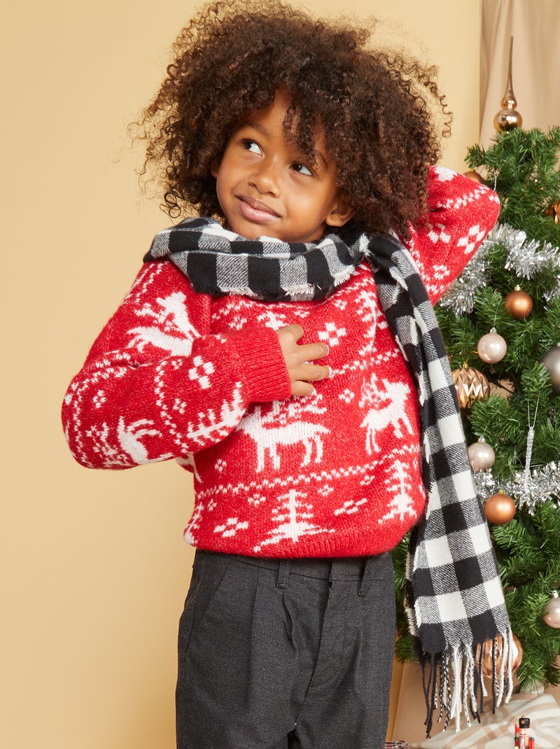 Cachecol e gorro em xadrez PRETO - Kiabi