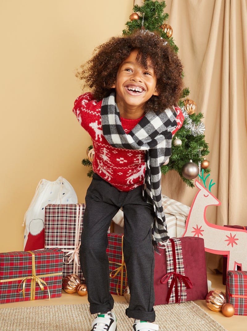 Cachecol e gorro em xadrez PRETO - Kiabi