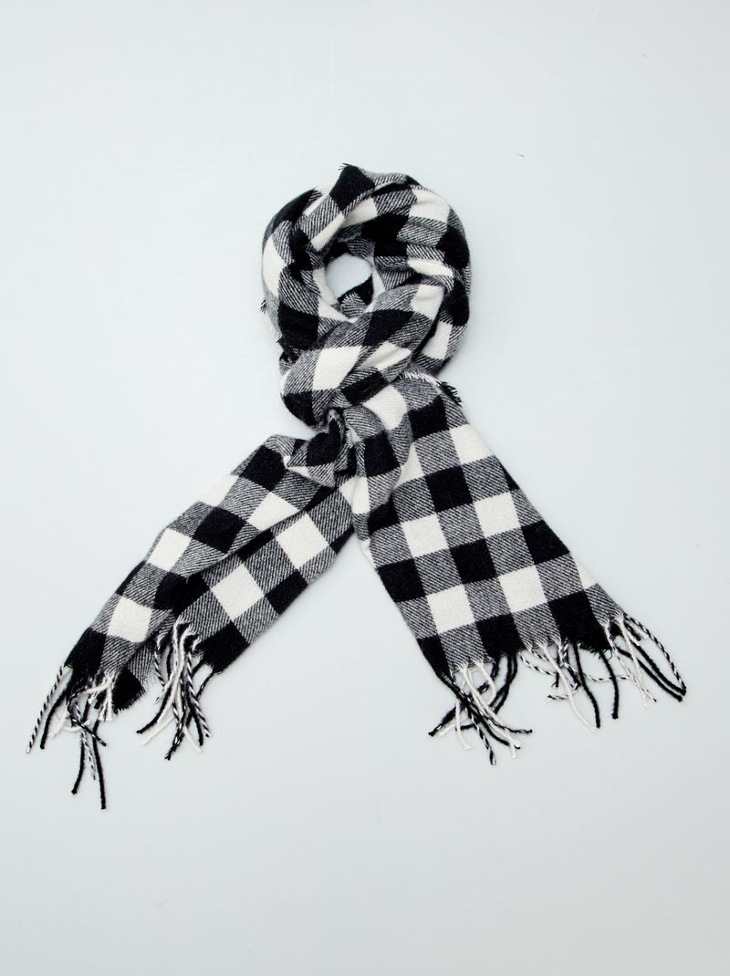 Cachecol e gorro em xadrez PRETO - Kiabi