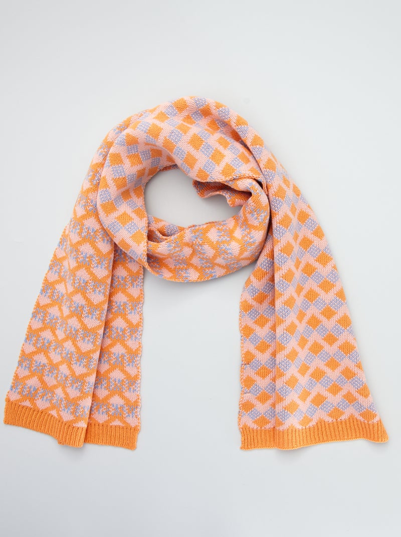 Cachecol em malha jacquard Rosa - Kiabi