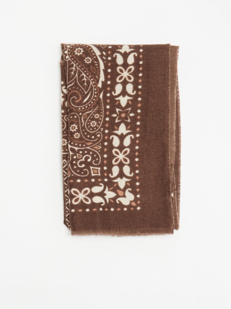 Cachecol estampado bandana Castanho - Kiabi