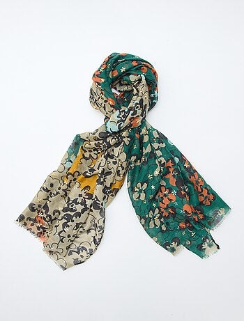 Cachecol floral bicolor