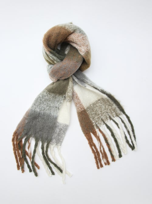 Cachecol grande e macio com franjas - Kiabi