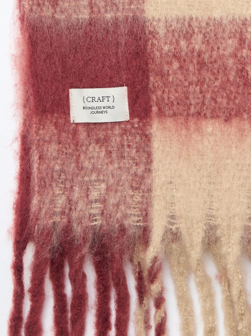 Cachecol grande e macio com franjas Vermelho - Kiabi