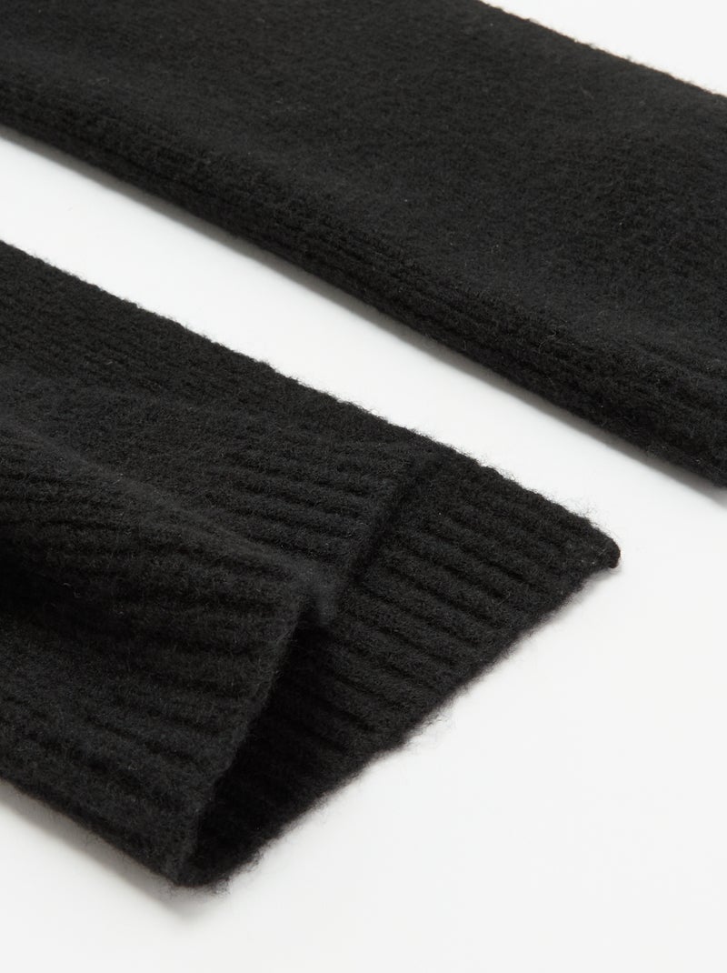 Cachecol liso em malha canelada Preto - Kiabi