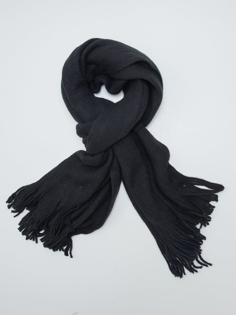 Cachecol liso em malha quente Preto - Kiabi