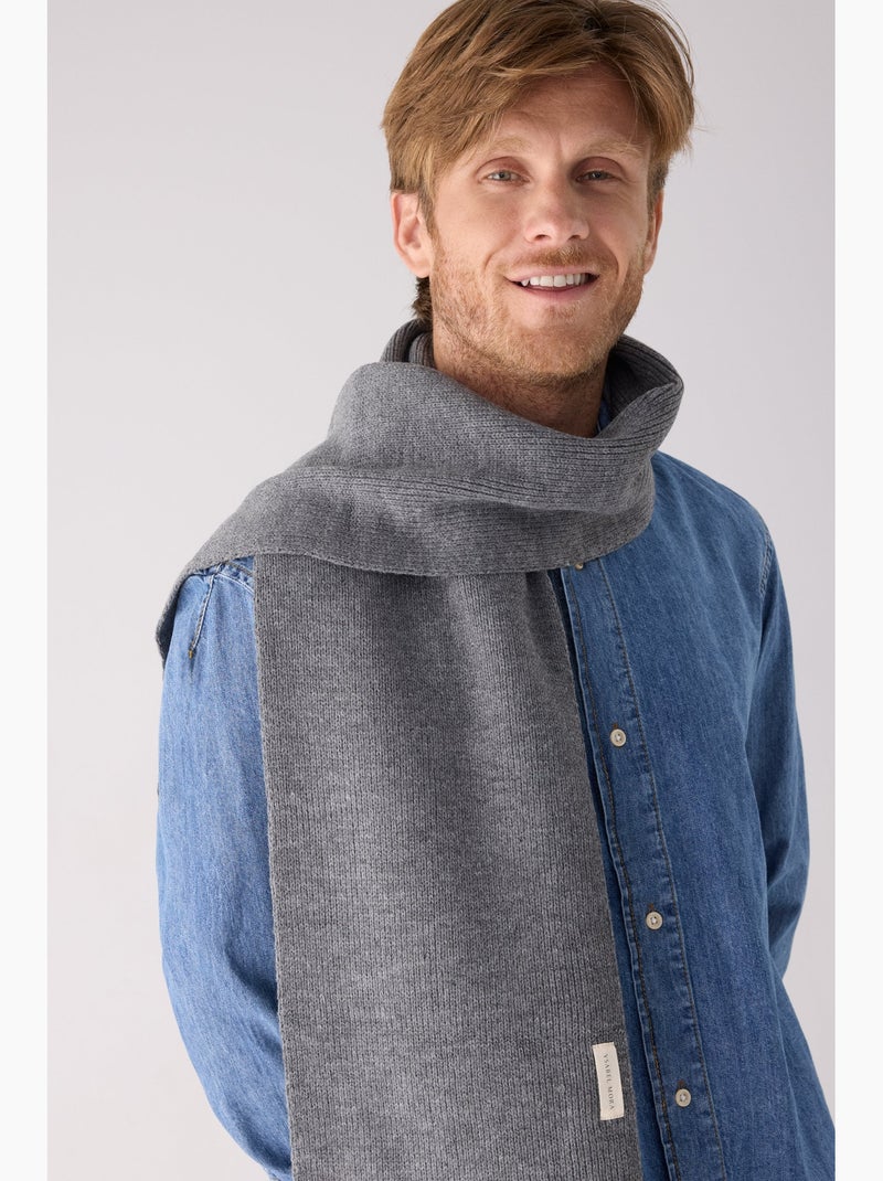 Cachecol masculino de malha listrada Cinza - Kiabi
