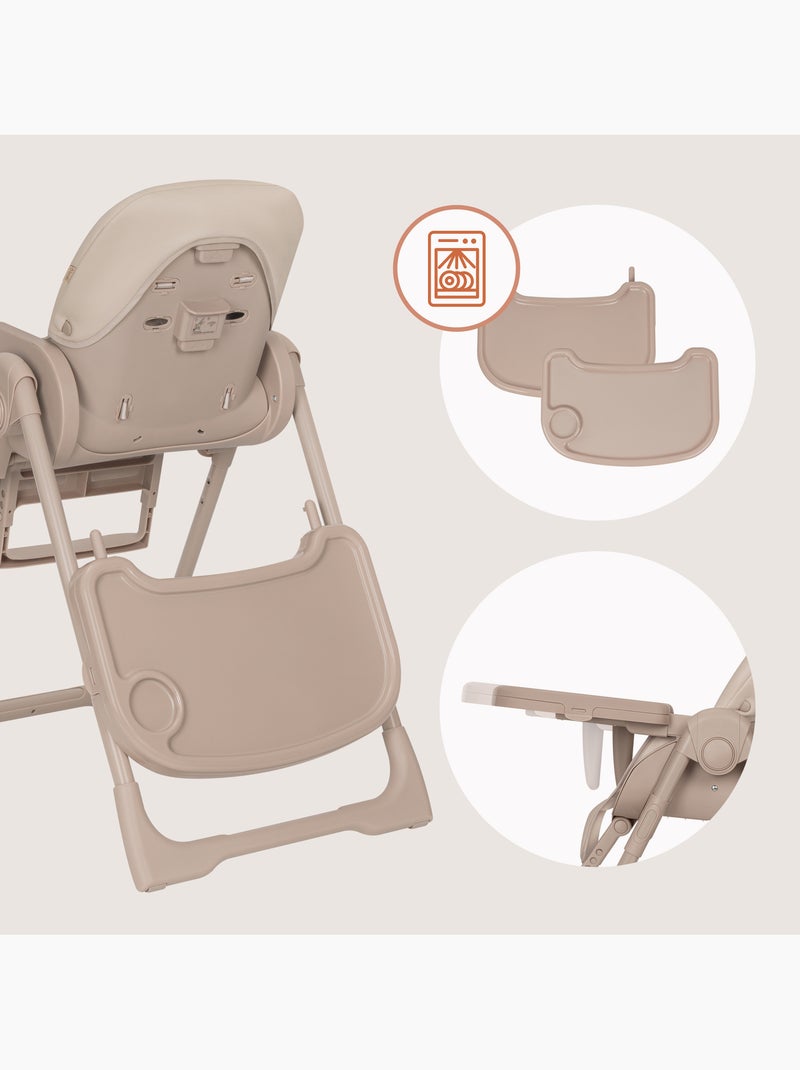 Cadeira alta ajustável LIONELO Linn - Altura regulável - Rodízios - Dobragem compacta - Até 15 kg Bege-argila - Kiabi
