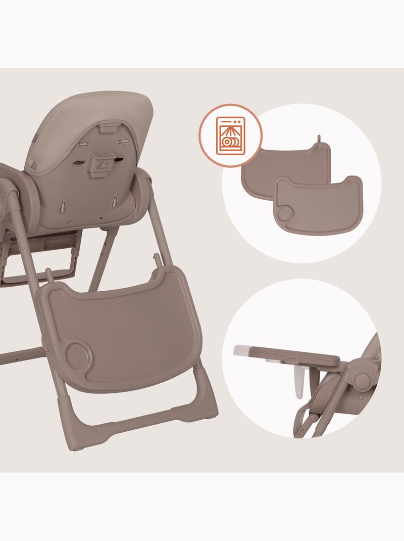 Cadeira alta ajustável LIONELO Linn - Altura regulável - Rodízios - Dobragem compacta - Até 15 kg Bege escuro - Kiabi