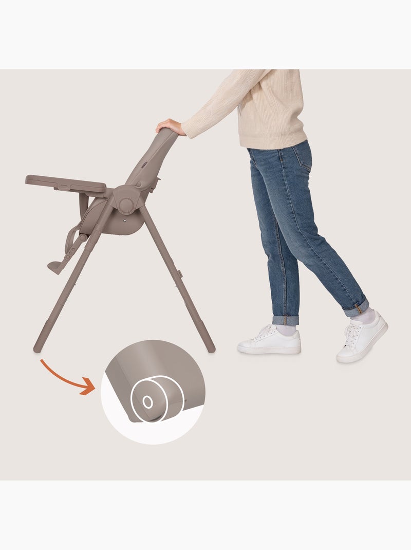 Cadeira alta ajustável LIONELO Linn - Altura regulável - Rodízios - Dobragem compacta - Até 15 kg Bege escuro - Kiabi