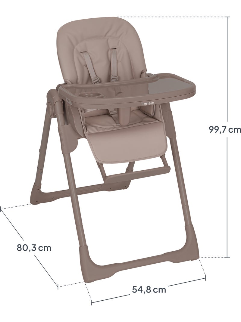 Cadeira alta ajustável LIONELO Linn - Altura regulável - Rodízios - Dobragem compacta - Até 15 kg Bege escuro - Kiabi