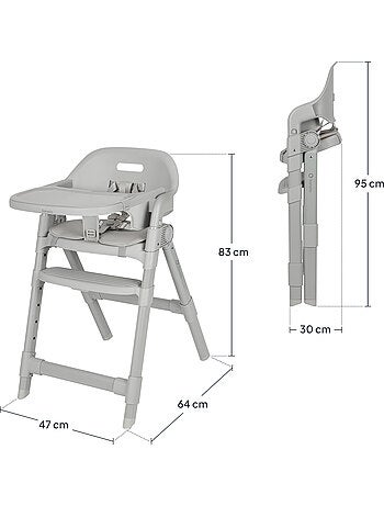 Cadeira alta ajustável LIONELO Matt - Altura regulável - Dobragem compacta - Até 110 kg
