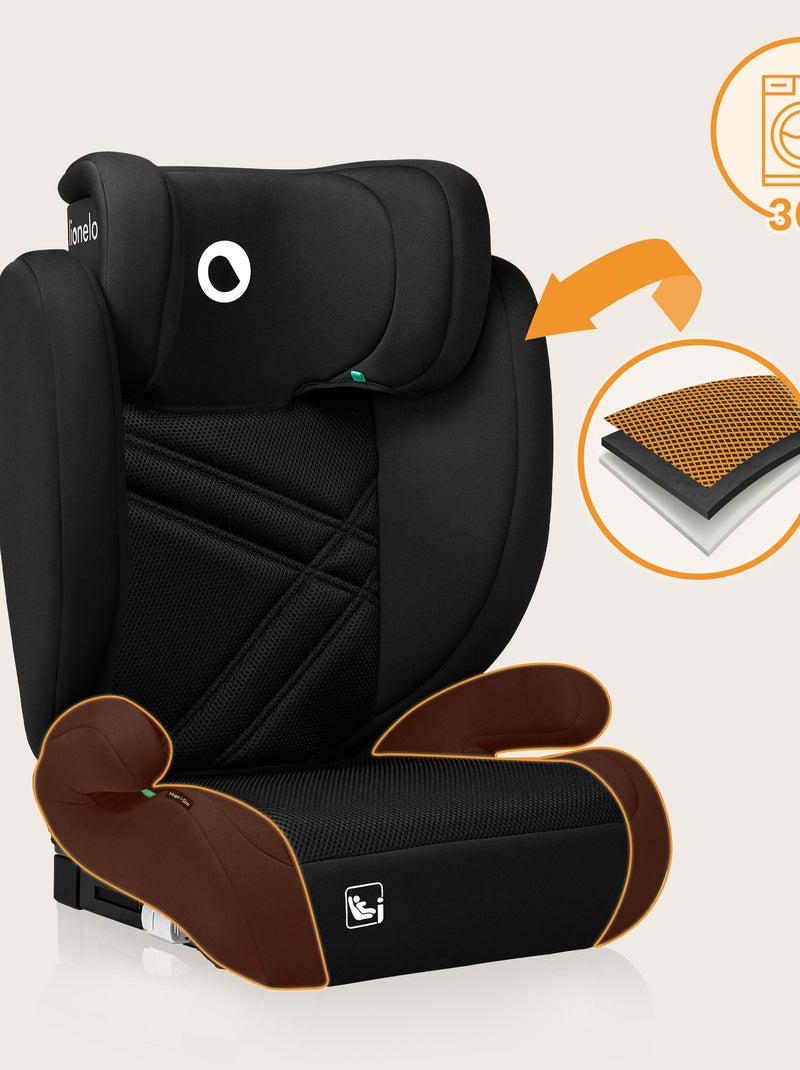 Cadeira auto 100-150cm LIONELO Hugo i-Size - ISOFIX - Grupo 2/3 - Apoio de cabeça com espuma Preto - Kiabi