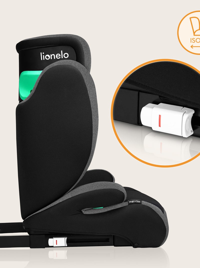 Cadeira auto 100-150cm LIONELO Hugo i-Size - ISOFIX - Grupo 2/3 - Apoio de cabeça com espuma Preto Cinza - Kiabi