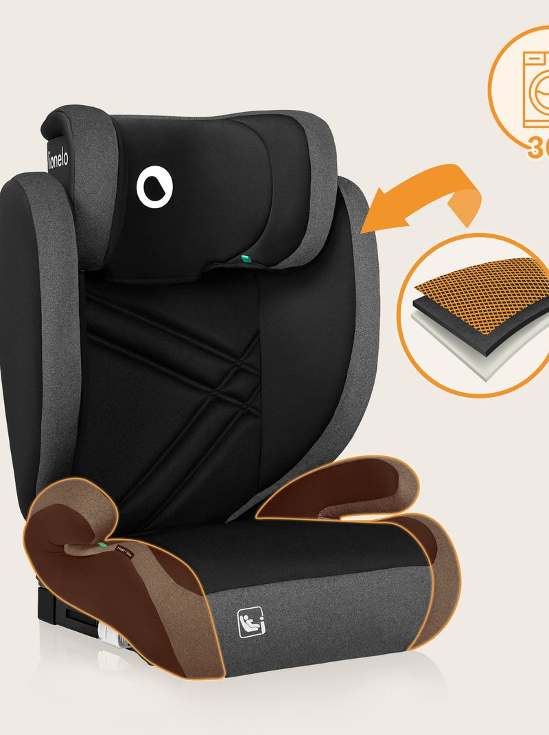Cadeira auto 100-150cm LIONELO Hugo i-Size - ISOFIX - Grupo 2/3 - Apoio de cabeça com espuma Preto Cinza - Kiabi