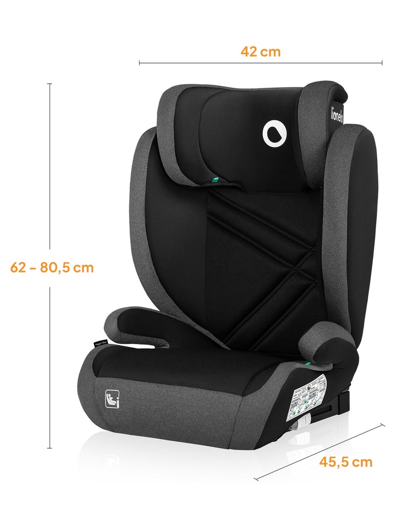 Cadeira auto 100-150cm LIONELO Hugo i-Size - ISOFIX - Grupo 2/3 - Apoio de cabeça com espuma Preto Cinza - Kiabi
