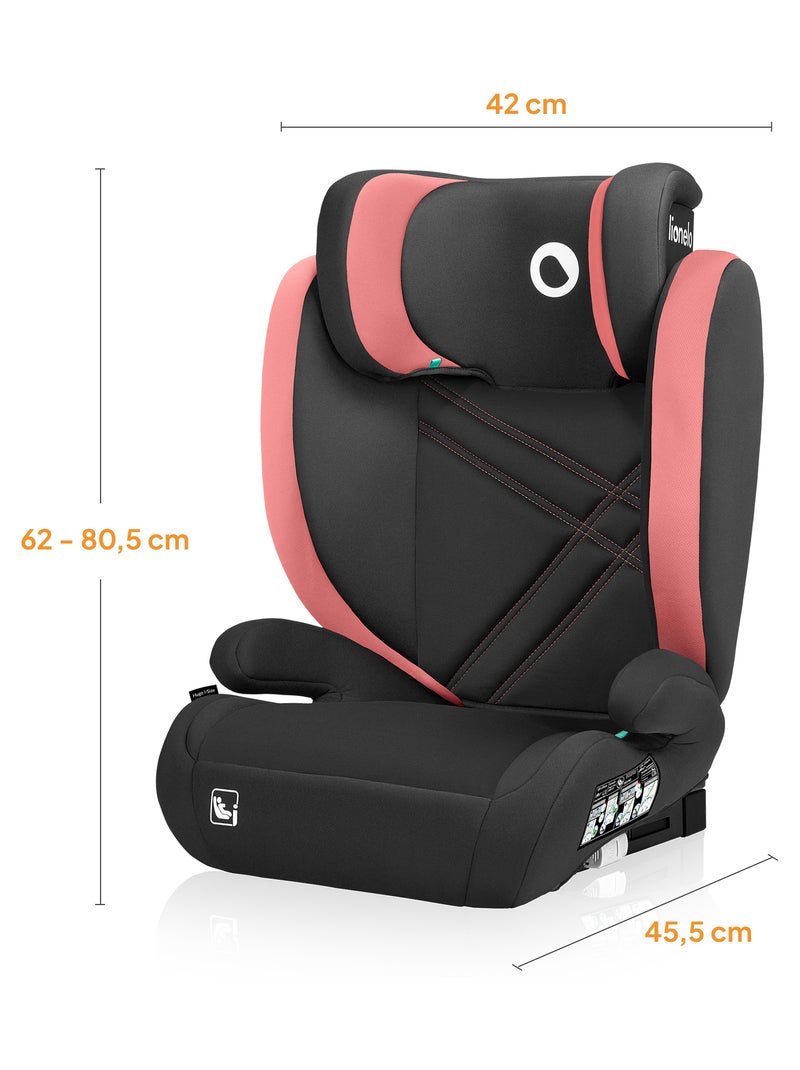 Cadeira auto 100-150cm LIONELO Hugo i-Size - ISOFIX - Grupo 2/3 - Apoio de cabeça com espuma Preto Rosa - Kiabi
