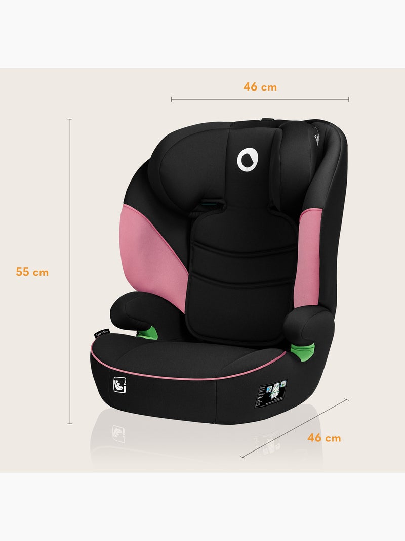 Cadeira auto 100-150cm LIONELO Lars i-Size - Assento largo - Grupo 2/3 - Capa amovível Preto Rosa - Kiabi