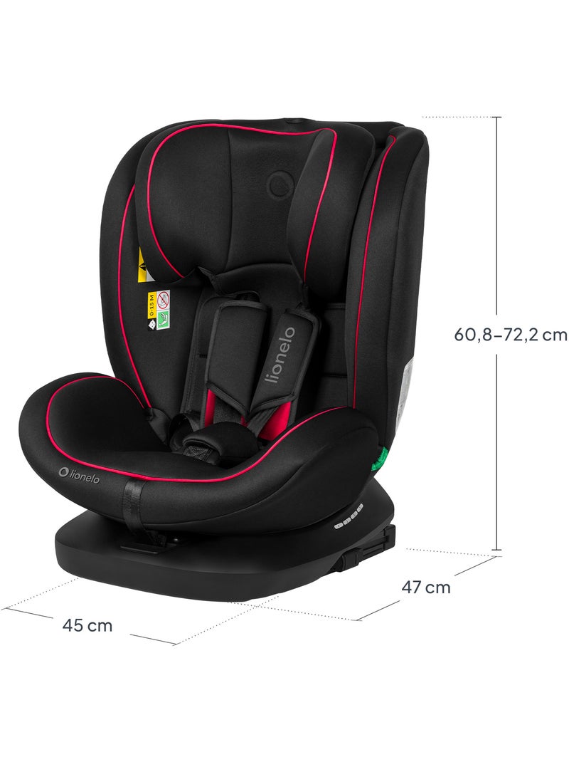 Cadeira Auto 360° LIONELO Bastiaan i-Size - ISOFIX - 40-150 cm - SideProtect Preto Vermelho - Kiabi