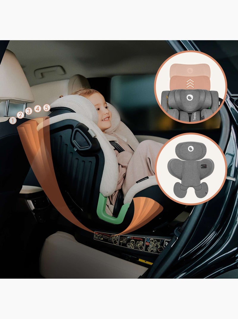 Cadeira auto 360° LIONELO Harmony i-Size - ISOFIX - 60% bambu - 40-150cm - Grupo 0+/1/2/3 Cinza - Kiabi