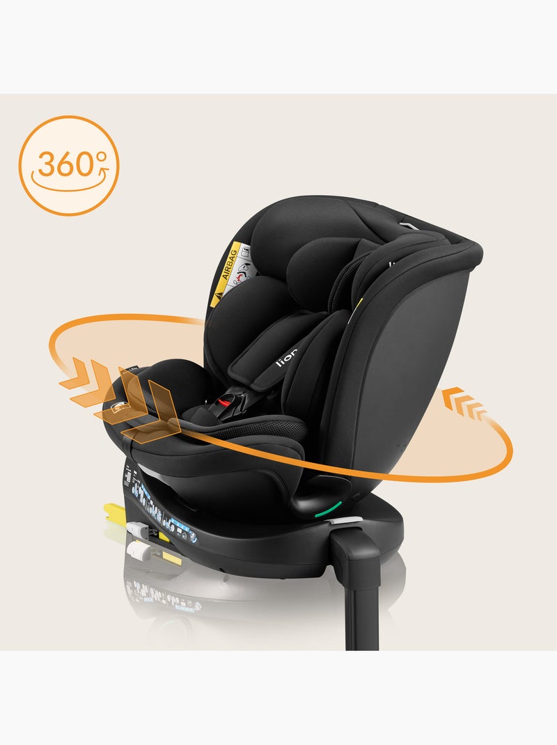 Cadeira auto 360° LIONELO Navy i-Size - ISOFIX - Ventilação da carcaça - 40-150 cm - 0+/1/2/3 Preto - Kiabi