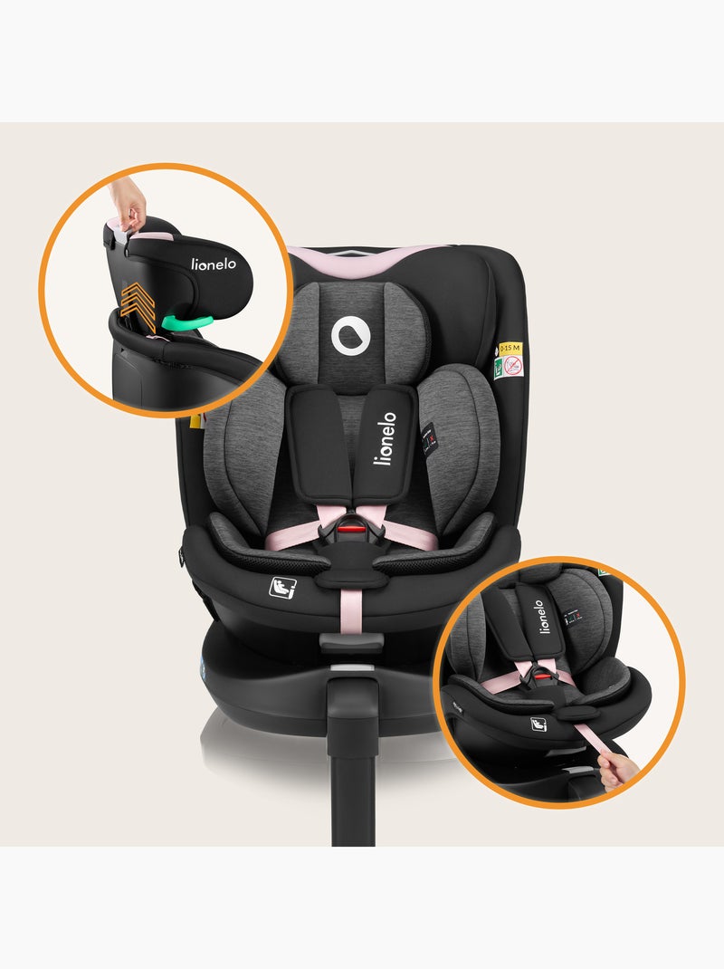 Cadeira auto 360° LIONELO Navy i-Size - ISOFIX - Ventilação da carcaça - 40-150 cm - 0+/1/2/3 Preto Rosa - Kiabi
