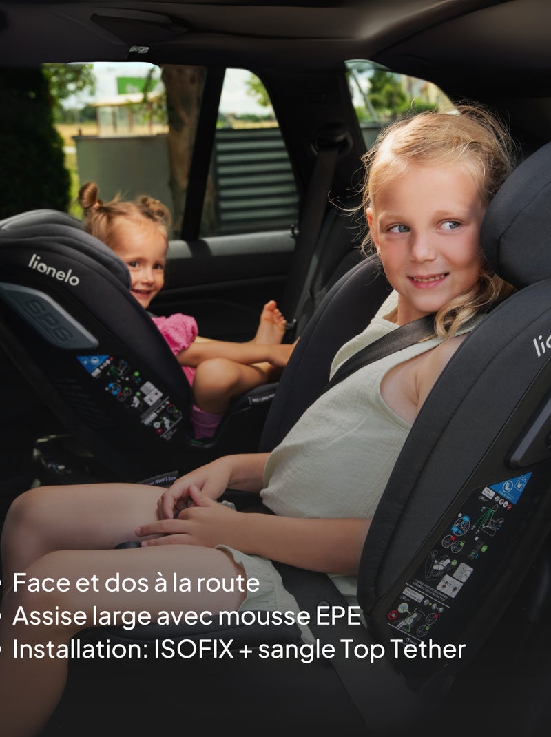 Cadeira auto 40-150 cm LIONELO Bastiaan RWF i-Size – Base giratória 360° – ISOFIX – Grupo 0/1/2/3 Preto - Kiabi