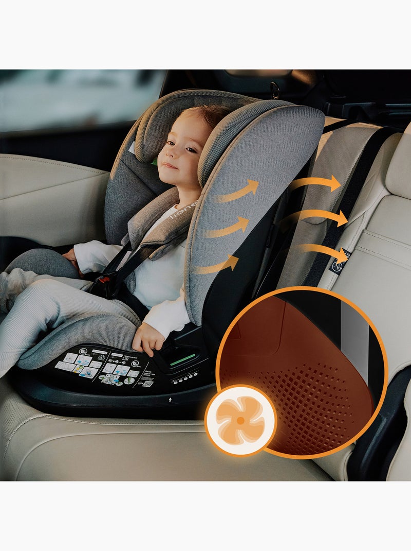Cadeira auto 76-150cm LIONELO Lavender i-Size - ISOFIX - Ventilação - Grupo 1/2/3 Cinza - Kiabi