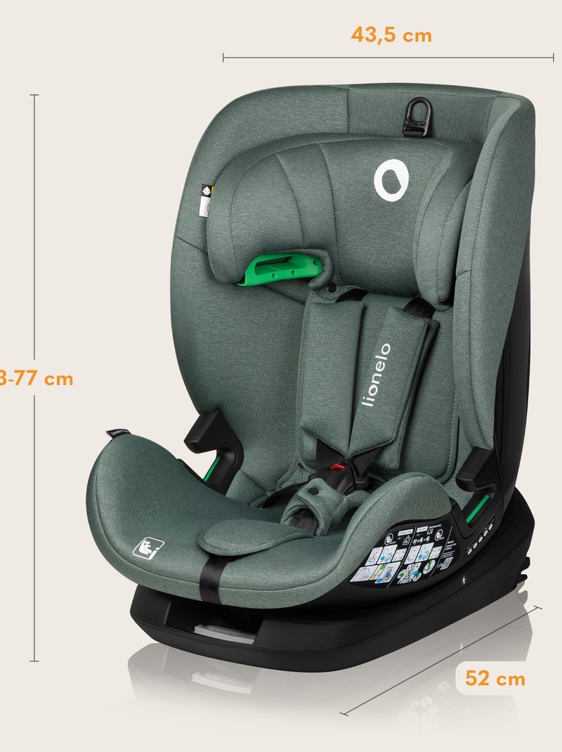 Cadeira auto 76-150cm LIONELO Lavender i-Size - ISOFIX - Ventilação - Grupo 1/2/3 Verde sálvia - Kiabi