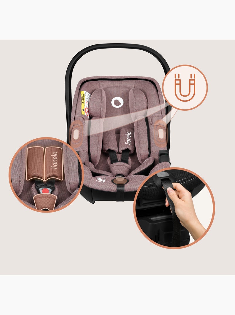 Cadeira Auto com Base 360° LIONELO Moxie i-Size Set - ISOFIX - Bambu - 40-87 cm Rosa - Kiabi