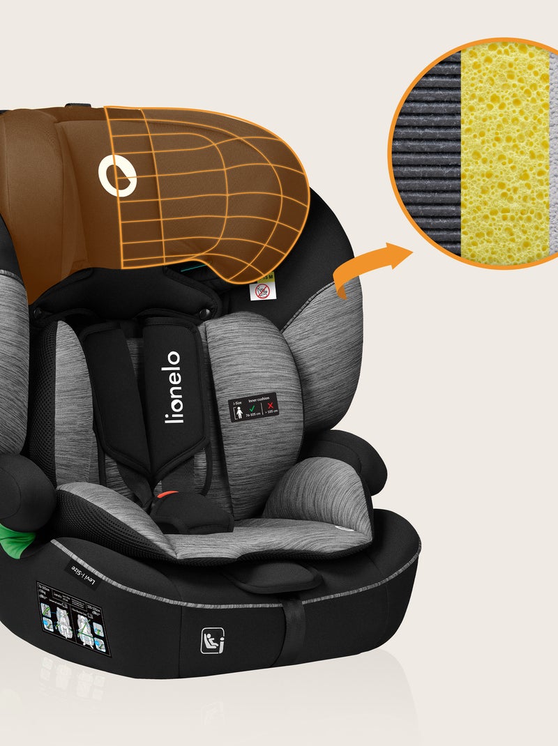 Cadeira Auto LIONELO Levi i-Size - 76-150 cm - Grupo 1/2/3 Preto Cinza - Kiabi