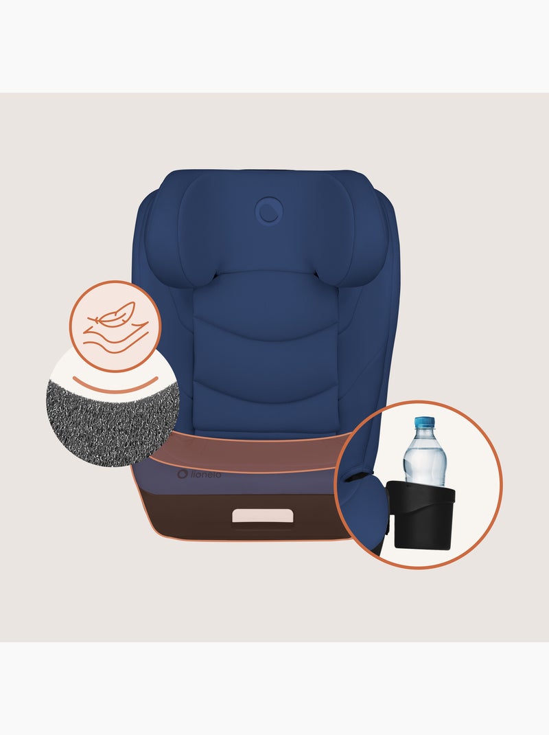 Cadeira Auto LIONELO Neal i-Size - ISOFIX - Assento Largo - Porta-Copos - Reclinável - 100-150 cm Azul - Kiabi