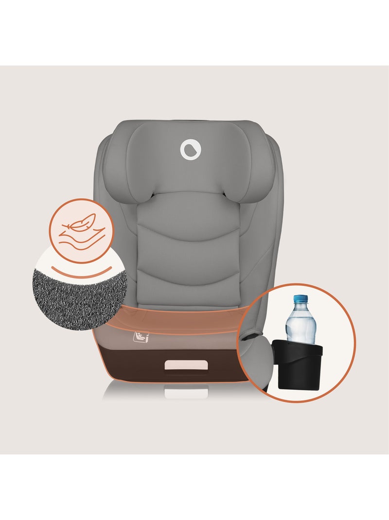 Cadeira Auto LIONELO Neal i-Size - ISOFIX - Assento Largo - Porta-Copos - Reclinável - 100-150 cm Cinza - Kiabi