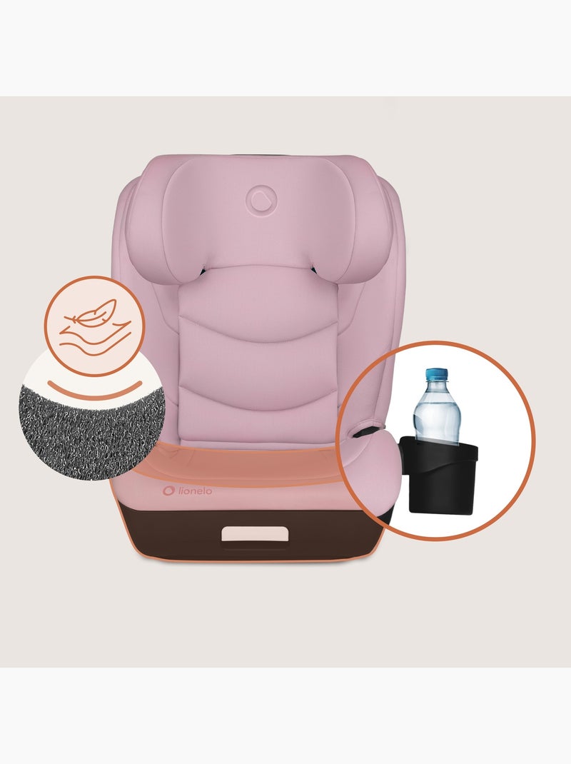 Cadeira Auto LIONELO Neal i-Size - ISOFIX - Assento Largo - Porta-Copos - Reclinável - 100-150 cm Rosa - Kiabi