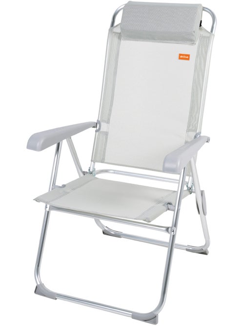 Cadeira de acampamento dobrável anti-roll e multiposição cinza com almofada aktive - Kiabi Cadeira de acampamento dobrável anti-roll e multiposição cinza com almofada aktive - Kiabi