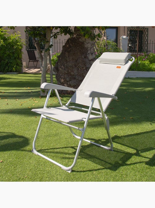Cadeira de acampamento dobrável anti-roll e multiposição cinza com almofada aktive - Kiabi Cadeira de acampamento dobrável anti-roll e multiposição cinza com almofada aktive - Kiabi