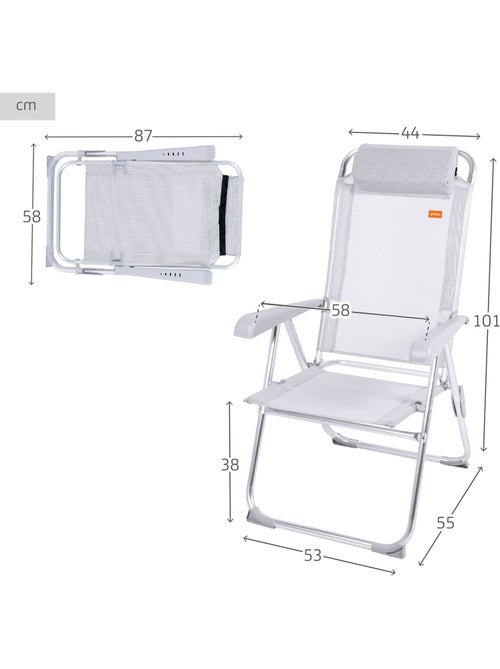 Cadeira de acampamento dobrável anti-roll e multiposição cinza com almofada aktive - Kiabi Cadeira de acampamento dobrável anti-roll e multiposição cinza com almofada aktive - Kiabi
