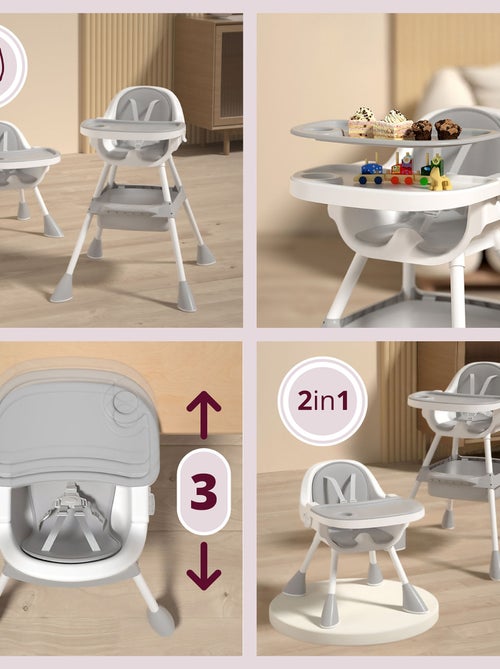 Cadeira de alimentação 2 em 1 magnolia evolutiva com tabuleiro duplo e cinto de 5 pontos - Kiabi Cadeira de alimentação 2 em 1 magnolia evolutiva com tabuleiro duplo e cinto de 5 pontos - Kiabi
