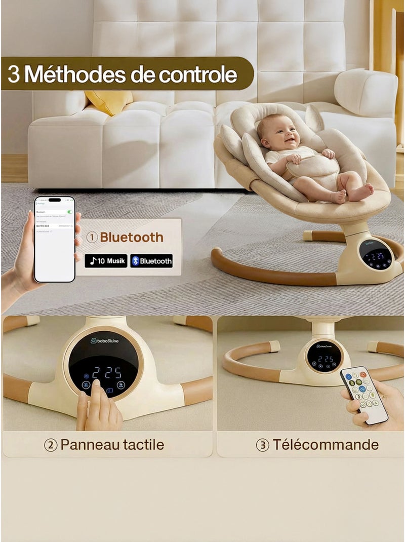 Cadeira de baloiço/transat elétrica ALPHA com capota + mosquiteiro Cinza - Kiabi