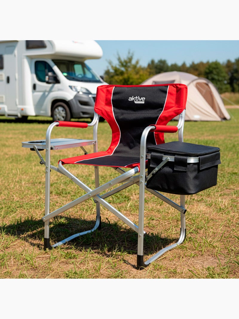 Cadeira de camping diretor com mesa e bolsa térmica aktive Preto Vermelho - Kiabi