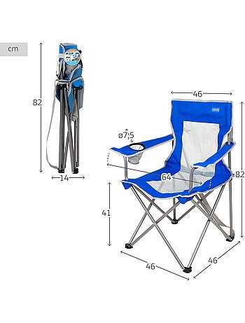 Cadeira de camping dobrável com porta-copos e encosto respirável aktive