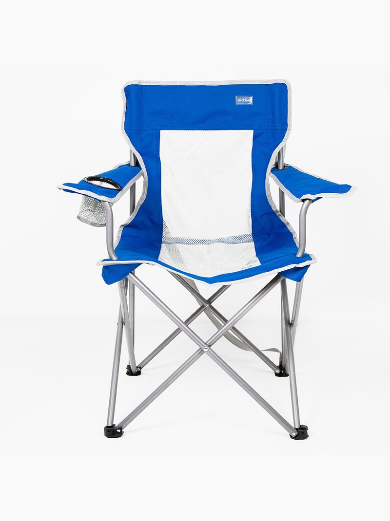 Cadeira de camping dobrável com porta-copos e encosto respirável aktive Azul - Kiabi