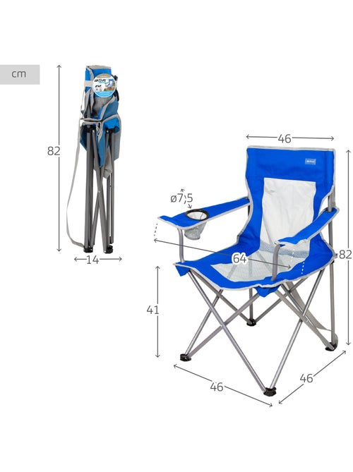 Cadeira de camping dobrável com porta-copos e encosto respirável aktive - Kiabi Cadeira de camping dobrável com porta-copos e encosto respirável aktive - Kiabi