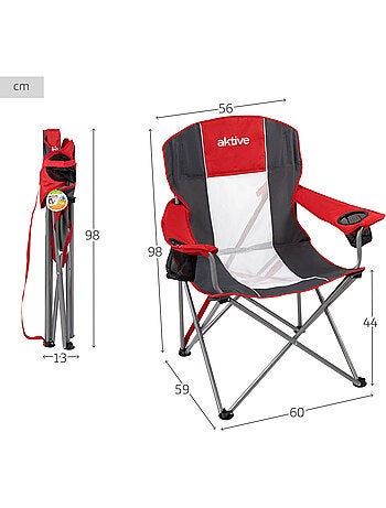 Cadeira de camping dobrável xl com porta-copos aktive